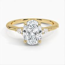 Camellia Three Stone Pear Diamond Ring