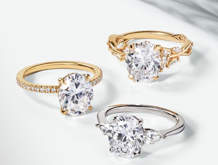 Variety of diamond engagement rings.