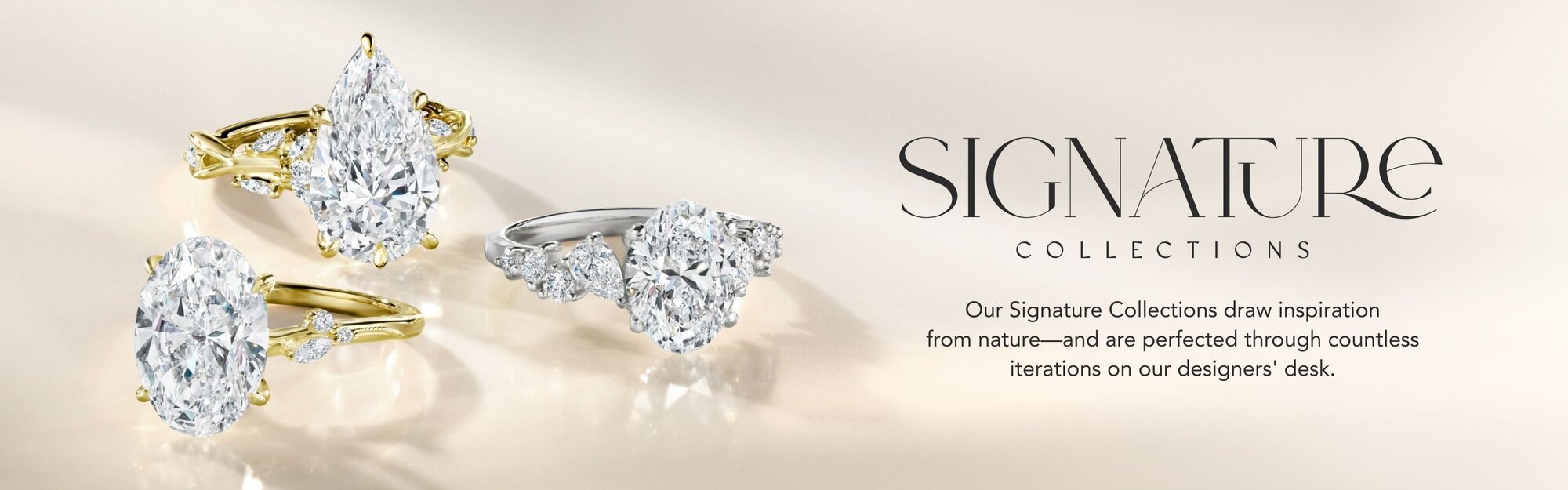 Assortment of engagement rings from our Signature Collections.