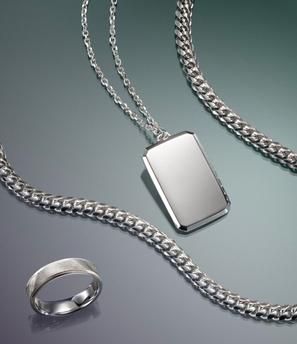 Assortment of white gold men's fine jewelry, perfect gifts for him