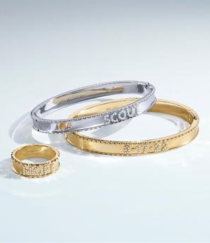 Diamond bangles and engravable ring from The Sol Collection.