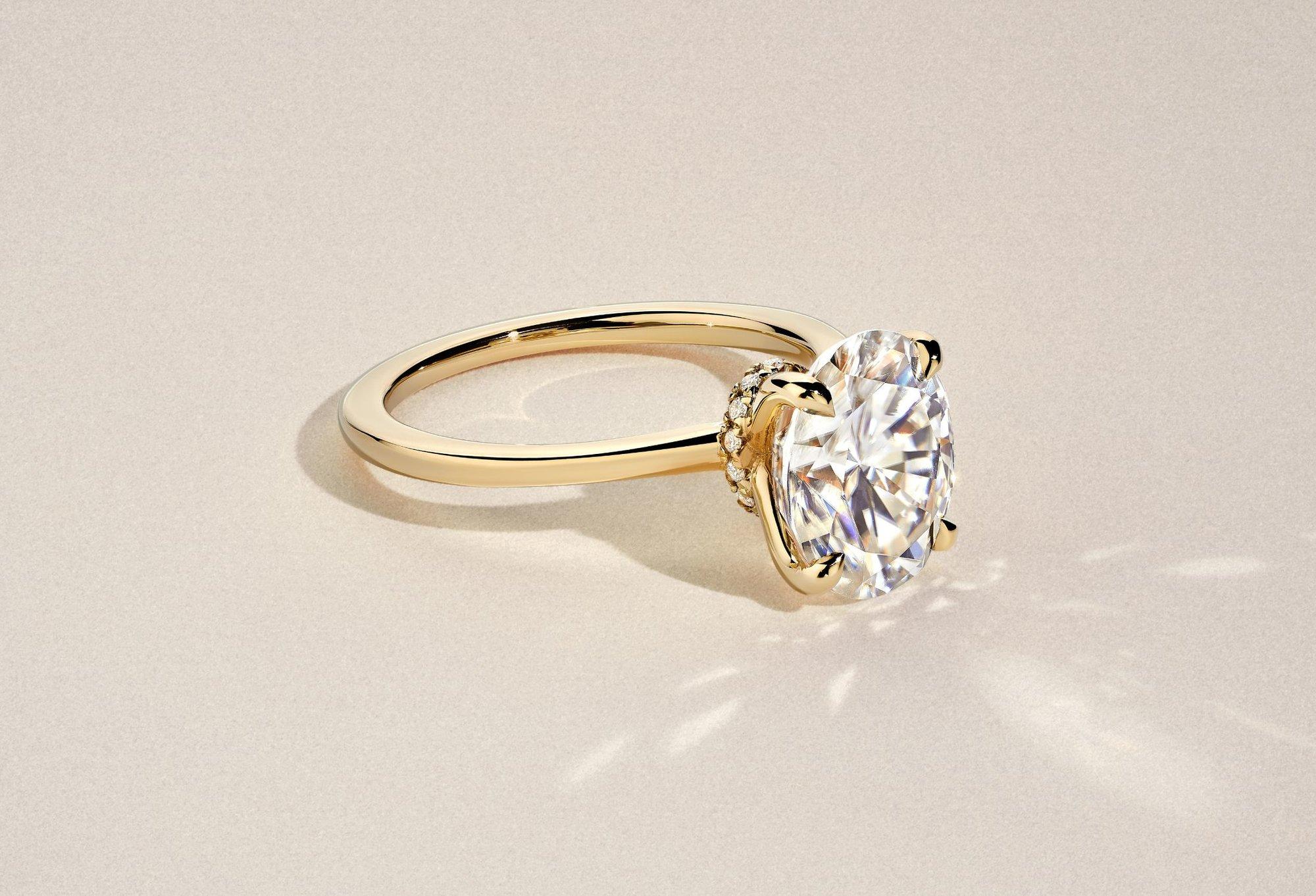 Moissanite engagement ring.