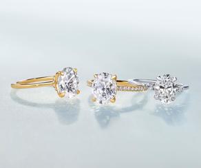 Moissanite engagement rings.