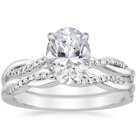 18K White Gold Petite Twisted Vine Diamond Bridal Set (1/4 ct. tw.)