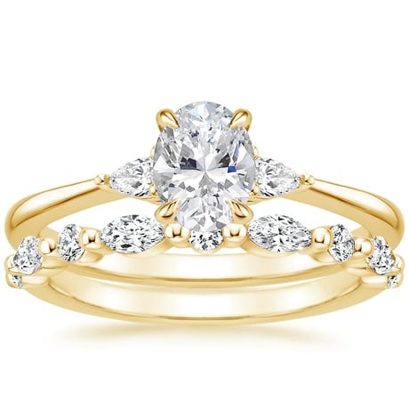 18K Yellow Gold Aria Diamond Ring (1/10 ct. tw.) with Versailles Diamond Ring (3/8 ct. tw.)