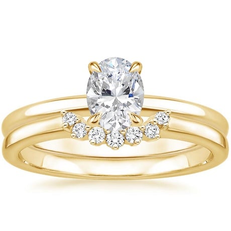 18K Yellow Gold Elodie Ring with Crescent Diamond Ring