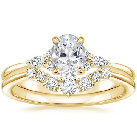 18K Yellow Gold Nadia Diamond Ring with Aria Contoured Diamond Ring