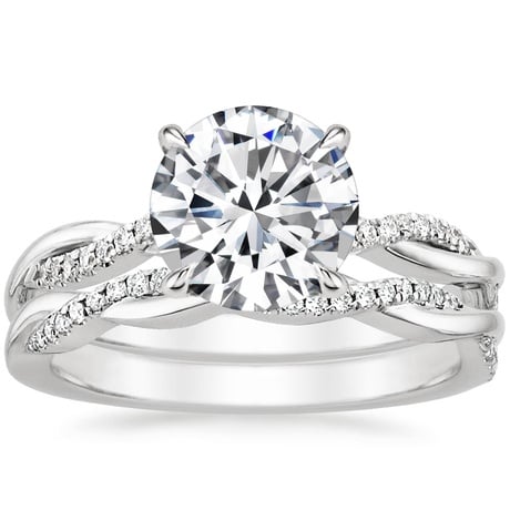 18K White Gold Petite Twisted Vine Diamond Bridal Set (1/4 ct. tw.)