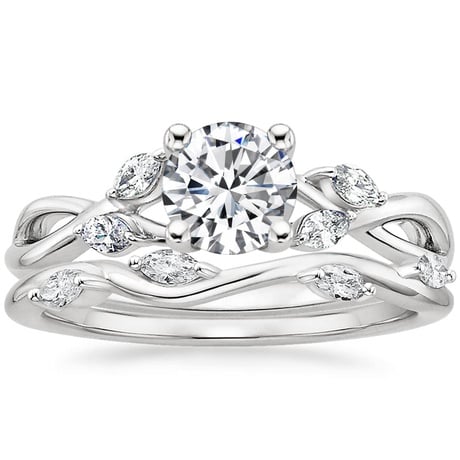 18K White Gold Willow Diamond Ring (1/8 ct. tw.) with Winding Willow Diamond Ring (1/8 ct. tw.)