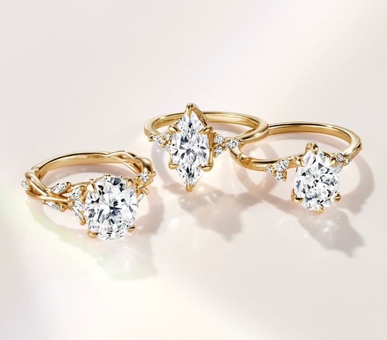 Assortment of popular engagement rings.