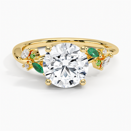 Arden Diamond Ring with Lab Emerald Accents - Brilliant Earth