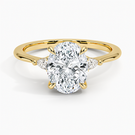 Pear Side Stone Engagement Ring - Aria Three Stone Diamond Ring