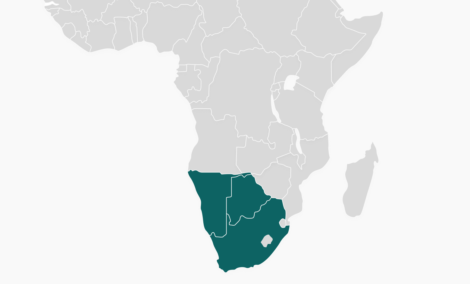 Map of Botswana, Namibia, South Africa