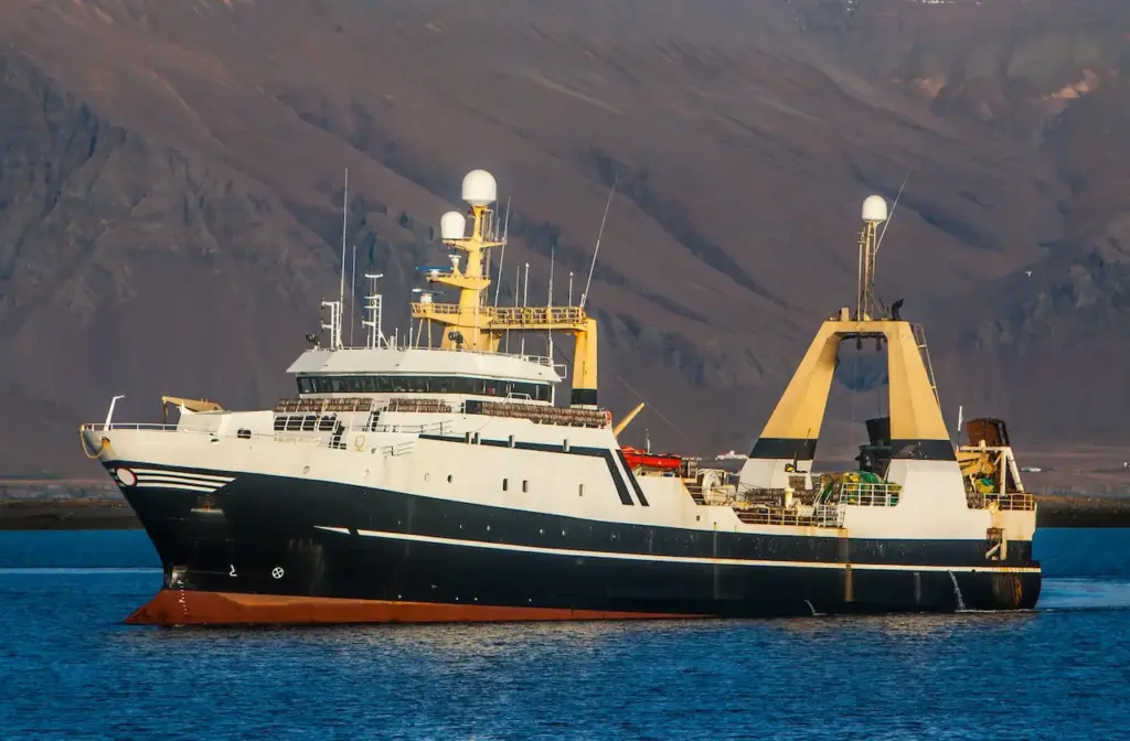 Large Fishing Trawler In Motion